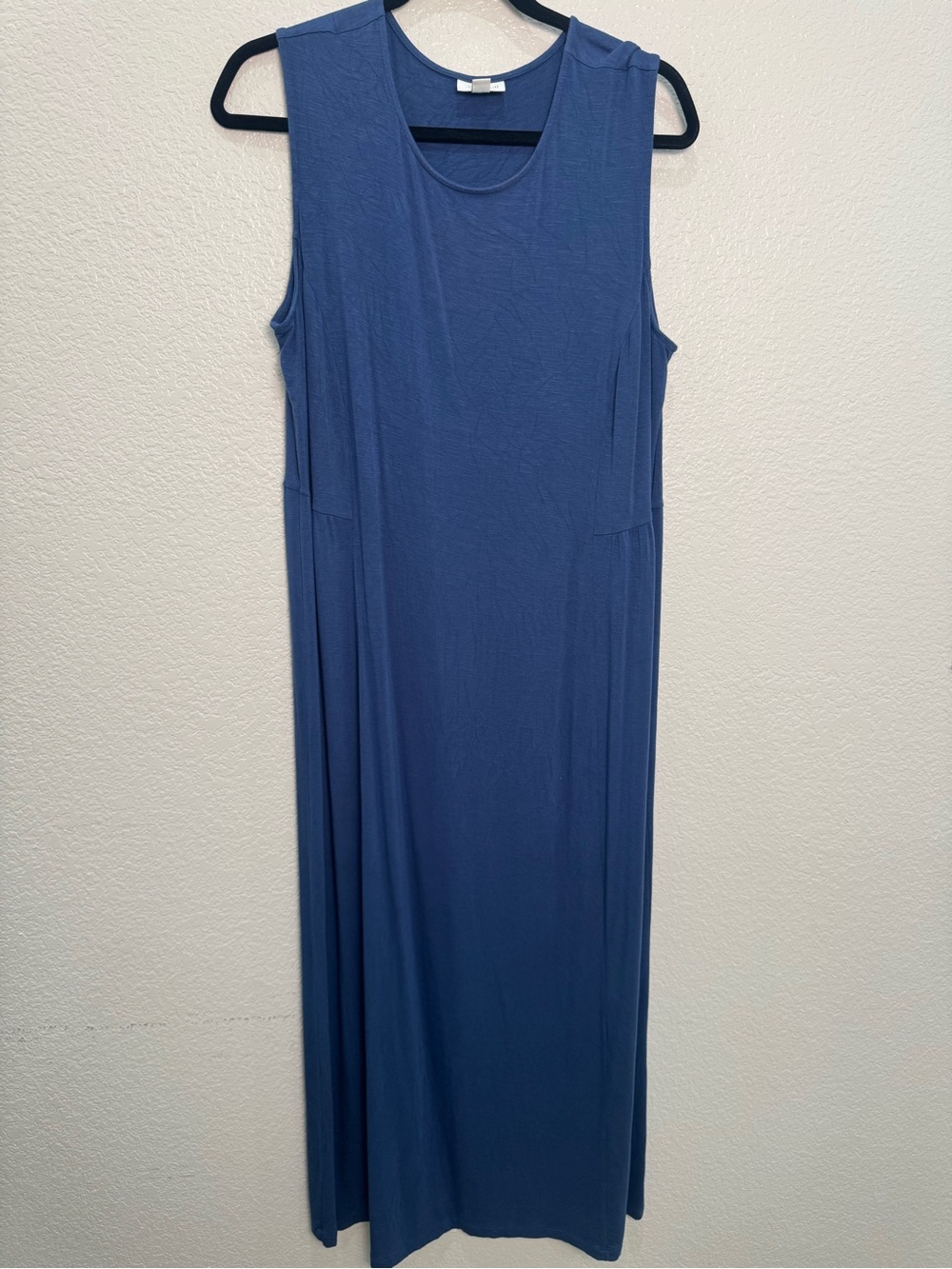 J.Jill Womens 1X Blue Maxi Dress Sleeveless Rayon Stretch Flowy Casual